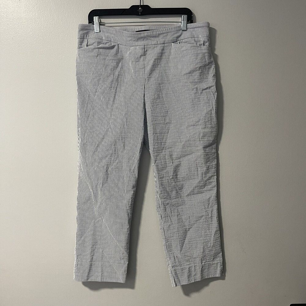Hilary Radley XL Striped Blue/White Stretch Ankle Pants